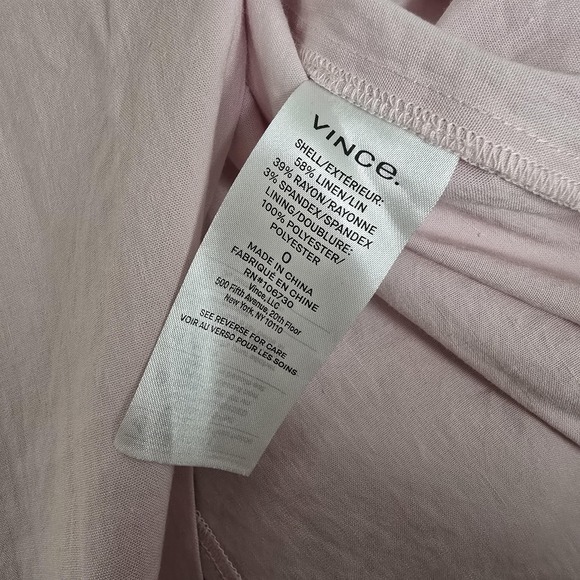 Vince Dress Womens 0 Pink Linen Tie Waist Midi Button Front Belted‎ VS7251047 - Picture 5 of 12